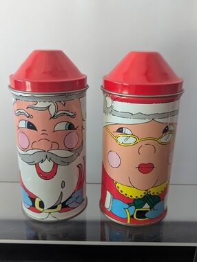 Vintage Santa And Mrs. Claus  Tins: Collectible